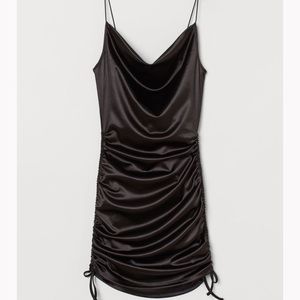 H&M Black Satin Cowl Neck Dress